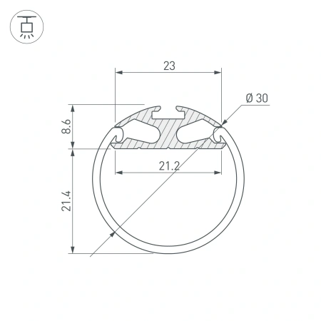 Профиль ROUND-D30-2000 ANOD (Arlight, Алюминий)