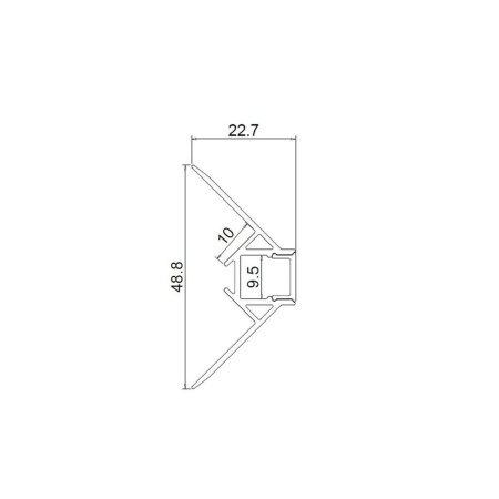 Алюминиевый профиль встраиваемый в гипсокартон 346 (2500*48,8*22,7мм с рассеивателем, внешний угол)