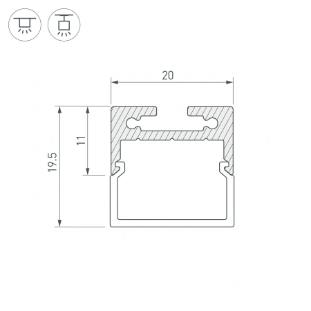 Профиль с экраном SL-LINE-2011M-2500 BLACK+OPAL SQUARE (Arlight, Алюминий)