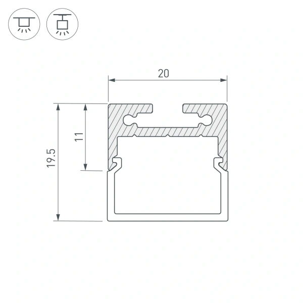 Профиль с экраном SL-LINE-2011M-2500 ANOD+OPAL SQUARE (Arlight, Алюминий)