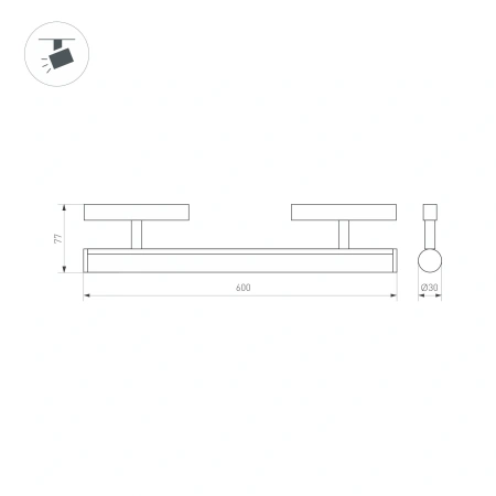Светильник MAG-ORIENT-TUBE-CORNER-L600-20W Warm3000 (BK, 180 deg, 48V) (Arlight, IP20 Металл, 5 лет)
