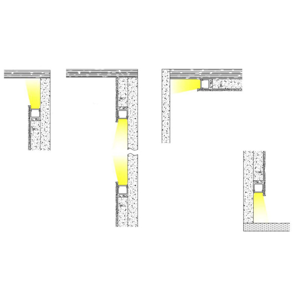 Алюминиевый профиль встраиваемый в гипсокартон 187 (2000x42x20 мм с рассеивателем)