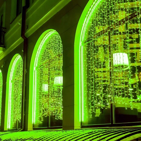 Светодиодная гирлянда ARD-CURTAIN-CLASSIC-2000x3000-CLEAR-760LED Green (230V, 60W) (Ardecoled, IP65)