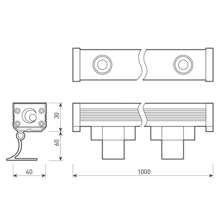 Линейный прожектор AR-LINE-1000-12W Day4000 (GR, 30 deg, 230V) (Arlight, IP65 Металл, 3 года)