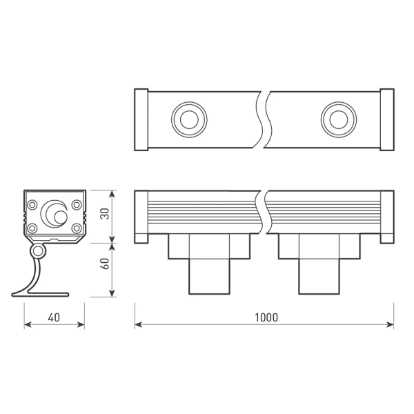 Линейный прожектор AR-LINE-1000-12W Day4000 (GR, 30 deg, 230V) (Arlight, IP65 Металл, 3 года)
