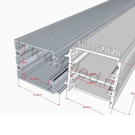 Алюминиевый профиль 876 (2000х35х42мм)
