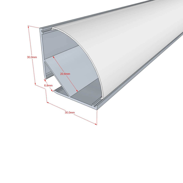 Алюминиевый профиль 880 (2000х30х30мм с рассеивателем)