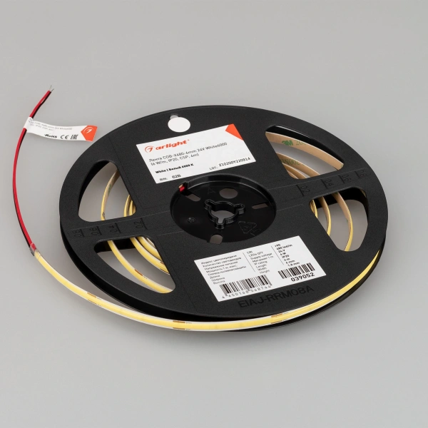 Светодиодная Лента COB-X480-6mm 24V White6000 (6 W/m, IP20, CSP, 5m) (Arlight, -)