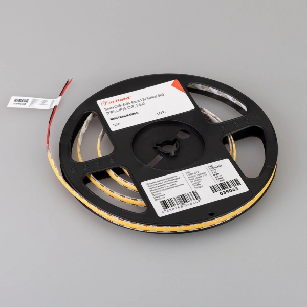 Светодиодная Лента COB-X400-8mm 12V White6000 (9 W/m, IP20, CSP, 2.5m) (Arlight, -)