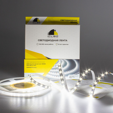 Светодиодная лента Class Premium, 2835, 64 led/m, white, 24V, IP33, RN01