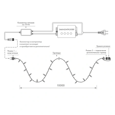 Светодиодная гирлянда ARD-STRING-PRO-10000-WHITE-100LED-MILK-LIVE RGB-DMX (24V, 10W) (Ardecoled, IP65)