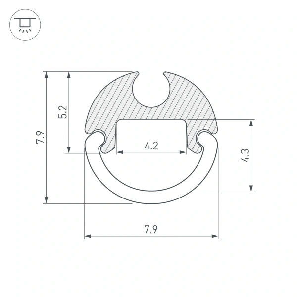Профиль ARH-ROUND-D8-2000 ANOD (Arlight, Алюминий)