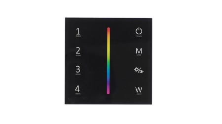 Сенсорная панель T4-1 Black IC62 (12-24V, 4x3A, 4x(36-72W), RGBW, RF 2.4GHz)