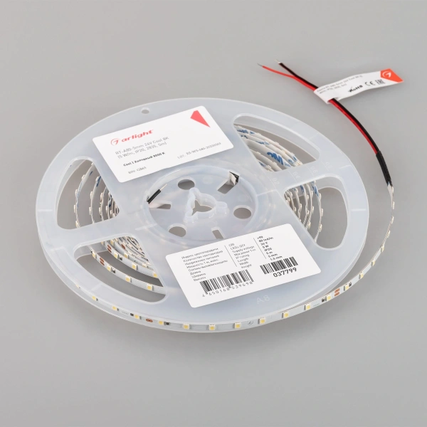 Светодиодная Лента RT-A80-5mm 24V Cool 8K (5 W/m, IP20, 2835, 5m) (Arlight, Открытый)