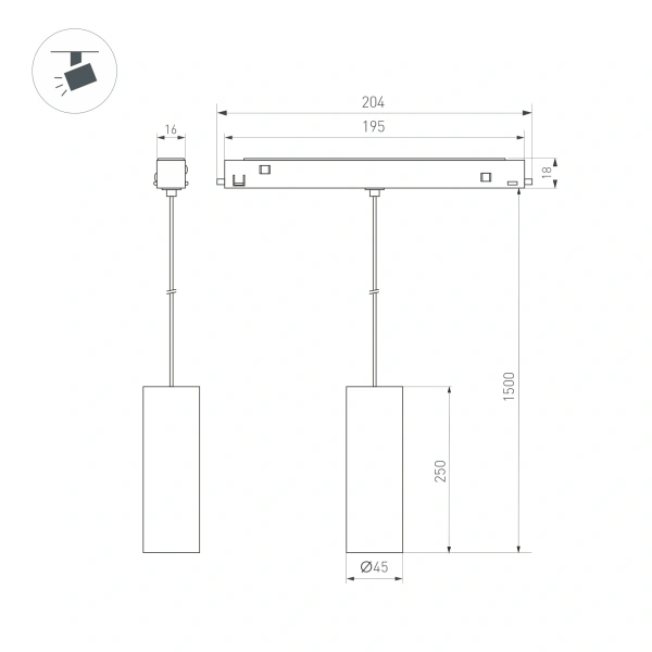 Светильник MAG-ORIENT-SPOT-HANG-R45-12W Day4000 (WH, 24 deg, 48V, DALI) (Arlight, IP20 Металл, 5 лет)