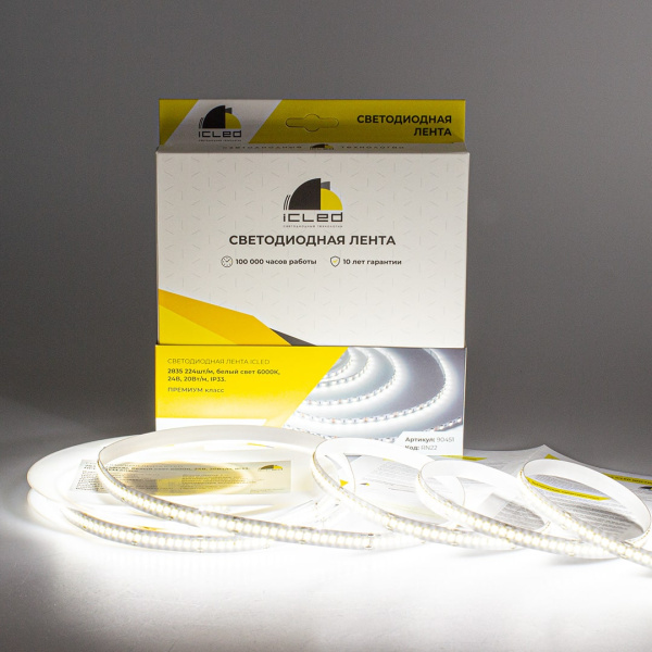 Светодиодная лента Class Premium, 2835, 224 led/m, white, 24V, IP33, RN22