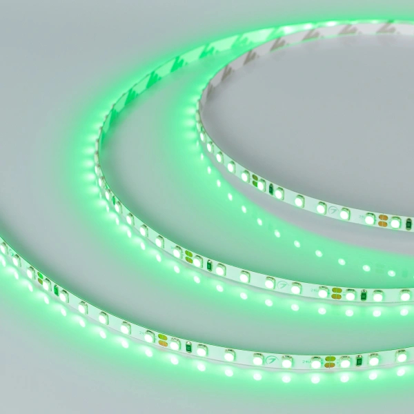 Светодиодная Лента RT-A120-5mm 24V Green (9.6 W/m, IP20, 2835, 5m) (Arlight, узкая)
