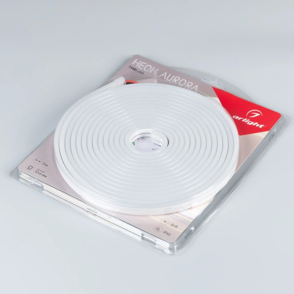 Лента герметичная AURORA-PS-A120-12x6mm 24V Day4000 (10 W/m, IP65, 2835, 5m) (Arlight, Силикон)