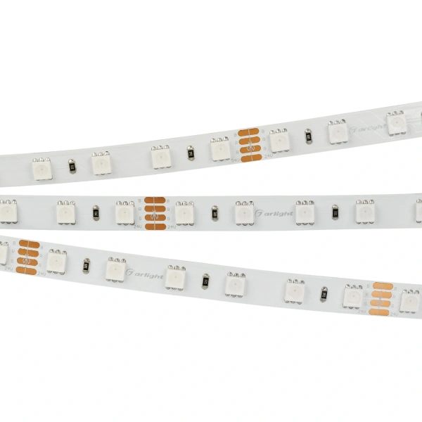 Светодиодная Лента RT-B60-10mm 24V RGB (14.4 W/m, IP20, 5060, 5m) (Arlight, Открытый)