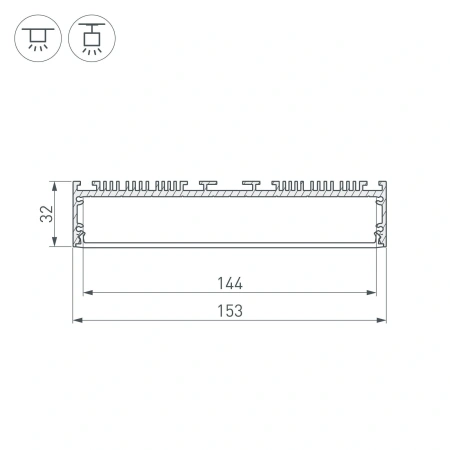 Профиль ARH-POWER-W150-2000 ANOD (Arlight, Алюминий)