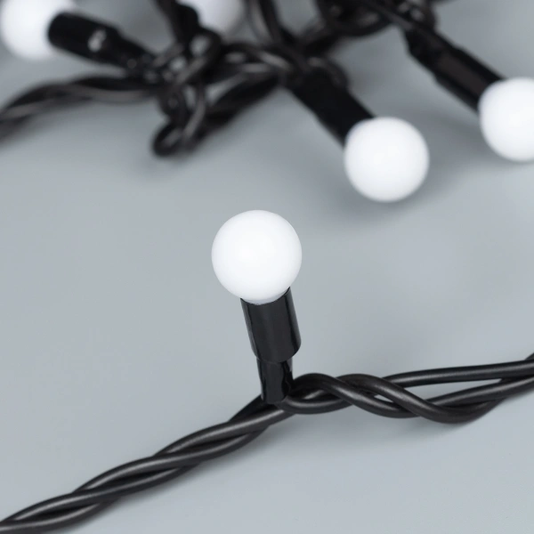 Светодиодная гирлянда ARD-BALL-CLASSIC-D13-10000-BLACK-100LED WHITE (230V, 7W) (Ardecoled, IP65)