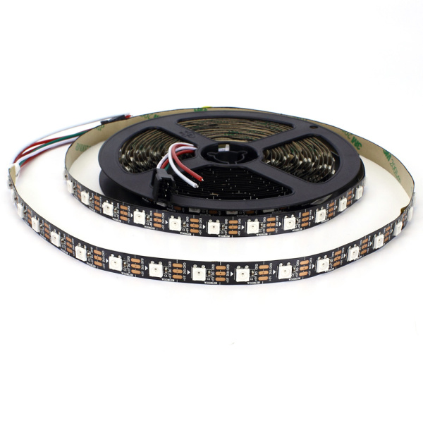 Светодиодная лента LUX class, 5050, 60 led/m, V62B, RGB-SPI (WS2812B), 5V, черный шлейф, IP20