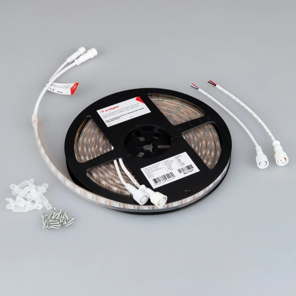 Светодиодная Лента герметичная SPI-P-B60-12mm 5V RGB-PX1-BPT (12 W/m, IP66, 5060, 5m) (Arlight, бегущий огонь)
