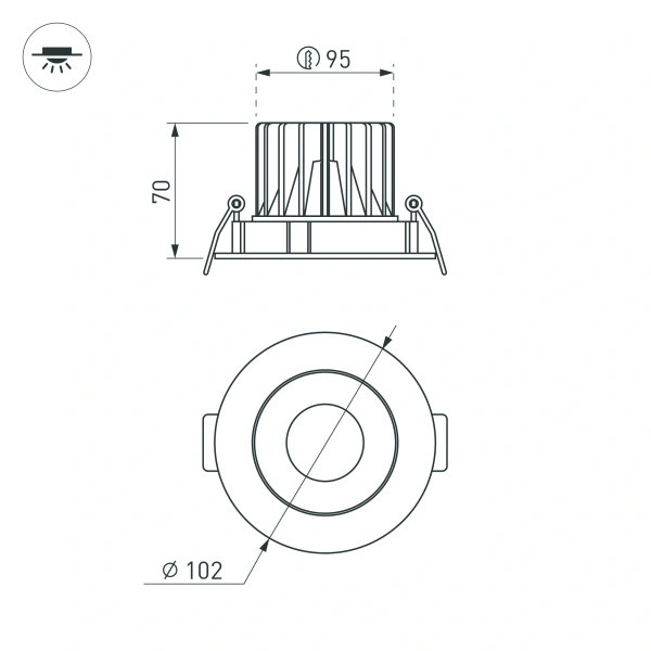 Светильник MS-FORECAST-BUILT-TURN-R102-12W Day4000 (BK-BK, 32 deg, 230V) (Arlight, IP20 Металл, 5 лет)