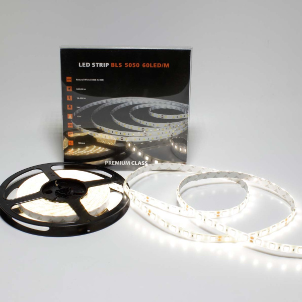 Светодиодная лента Class Premium, 5050, 60 led/m, Day White, 24V, IP65, А25