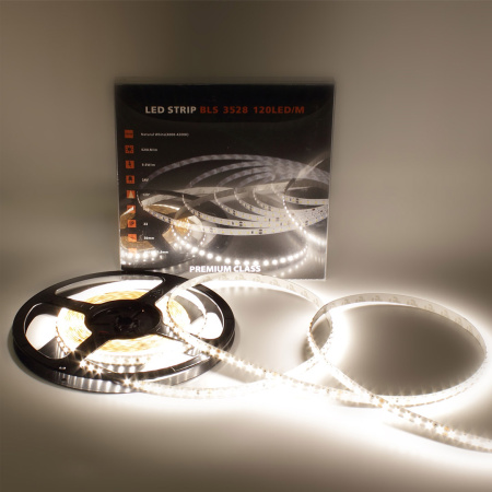 Светодиодная лента Class Premium, 3528, 120 led/m, Day White, 24V, IP33, А5