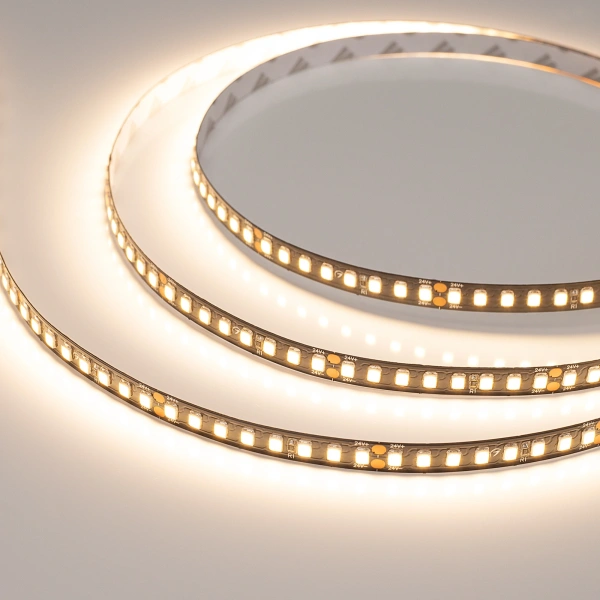 Светодиодная Лента RT-A160-BLACK-8mm 24V Warm3000 (12 W/m, IP20, 2835, 5m) (Arlight, высок.эфф.150 лм/Вт)