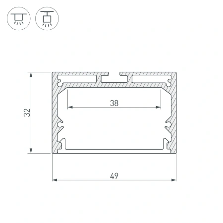 Профиль с экраном SL-LINE-4932-2500 BLACK+OPAL (Arlight, Алюминий)
