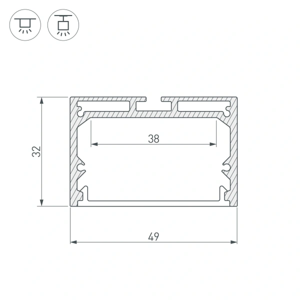 Профиль с экраном SL-LINE-4932-2500 ANOD+OPAL (Arlight, Алюминий)