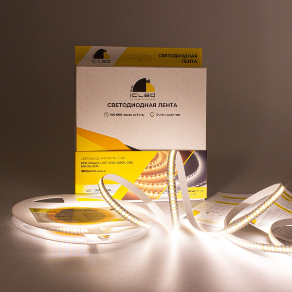 Светодиодная лента Class Premium, 2835, 224 led/m, CCT (white/warm white), 24V, IP33, RN21
