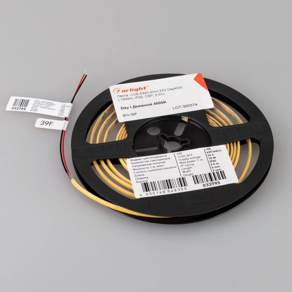 Светодиодная Лента COB-X420-4mm 24V Day4000 (10 W/m, IP20, CSP, 5m) (Arlight, узкая)
