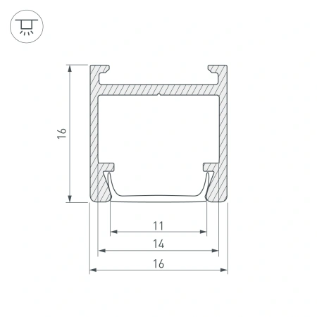 Профиль PDS-H16-2000 ANOD (Arlight, Алюминий)
