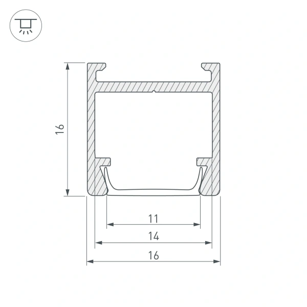 Профиль PDS-H16-2000 ANOD (Arlight, Алюминий)