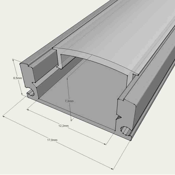 Алюминиевый профиль 551 (2000х16.8х7.3мм с рассеивателем)