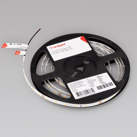 Светодиодная Лента RT-A60-8mm 24V White6000 (7.2 W/m, IP20, 2835, 5m) (Arlight, Открытый)