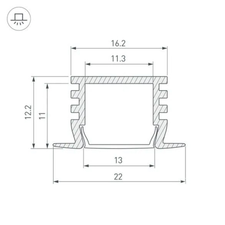 Профиль U-16 12-IN RAL9005 (с экраном) — 2000мм