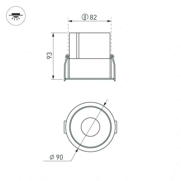 Светильник MS-ATLAS-BUILT-R90-25W Day4000 (BK-BK, 30 deg, 230V) (Arlight, IP20 Металл, 5 лет)