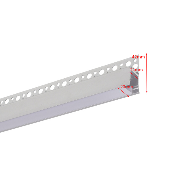 Алюминиевый профиль встраиваемый в гипсокартон 187 (2000x42x20 мм с рассеивателем)