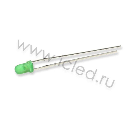 Светодиод ICL-3mm LE66 (green, 2000-3000 mcd, diffuse)