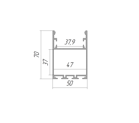 Алюминиевый LED профиль LINE 5070 ral9003 LT70 (с экраном) — 2500мм