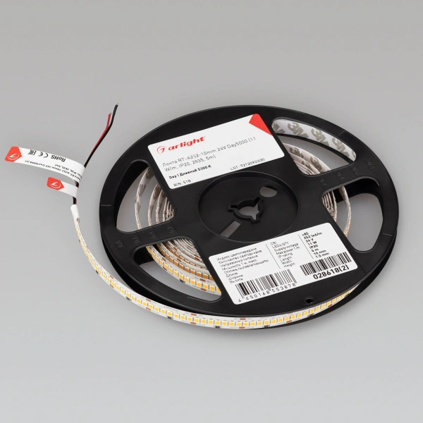 Светодиодная Лента RT-A252-10mm 24V Day5000 (11 W/m, IP20, 2835, 5m) (Arlight, Открытый)