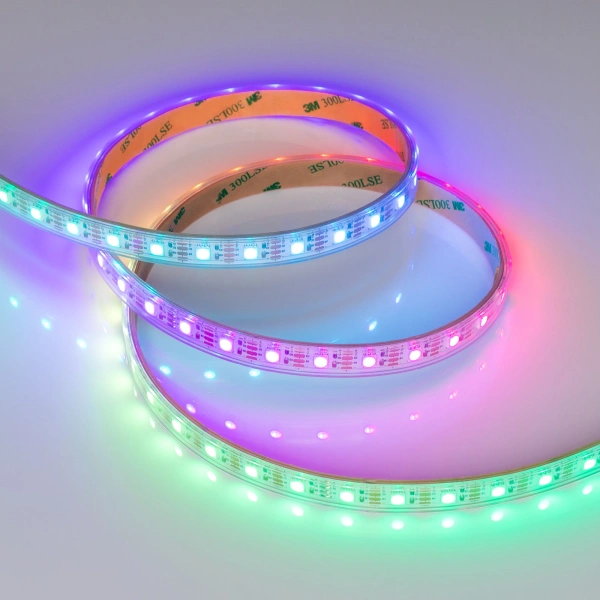Светодиодная Лента герметичная SPI-P-B60-12mm 12V RGB-PX1-BPT (8 W/m, IP66, 5060, 5m) (Arlight, бегущий огонь)