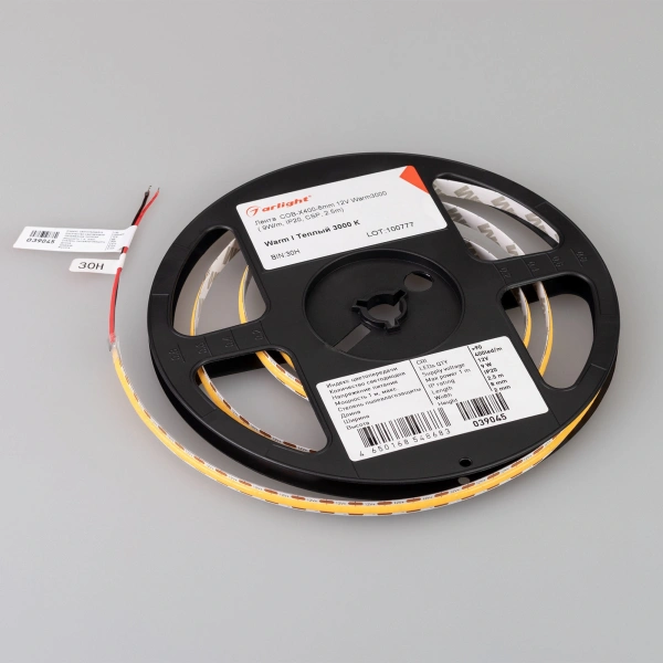 Светодиодная Лента COB-X400-8mm 12V Warm3000 (9 W/m, IP20, CSP, 2.5m) (Arlight, -)