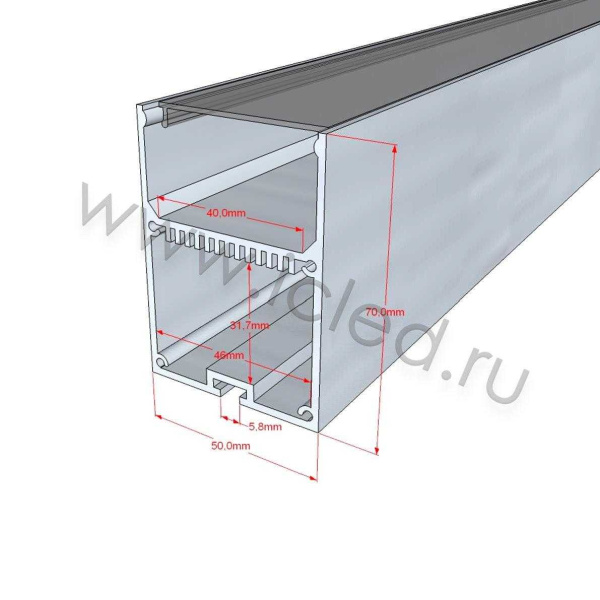 Алюминиевый профиль 203 (2000х50х70мм с рассеивателем)