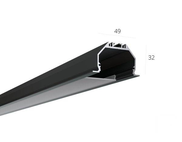 Алюминиевый LED профиль LINE 4932 IN ral9003 LT70 (с экраном) — 2000мм