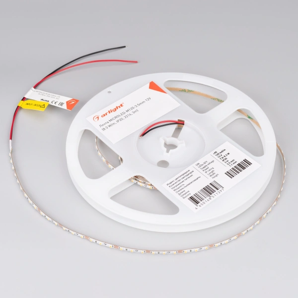 Светодиодная Лента MICROLED-M120-3.5mm 12V Day4000 (8.3 W/m, IP20, 2216, 3m) (Arlight, узкая)